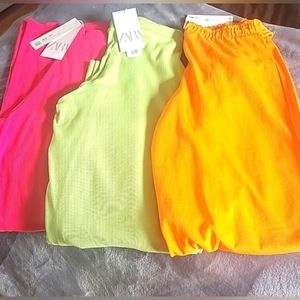 Zara Wide leg pants -pink, green and orange!